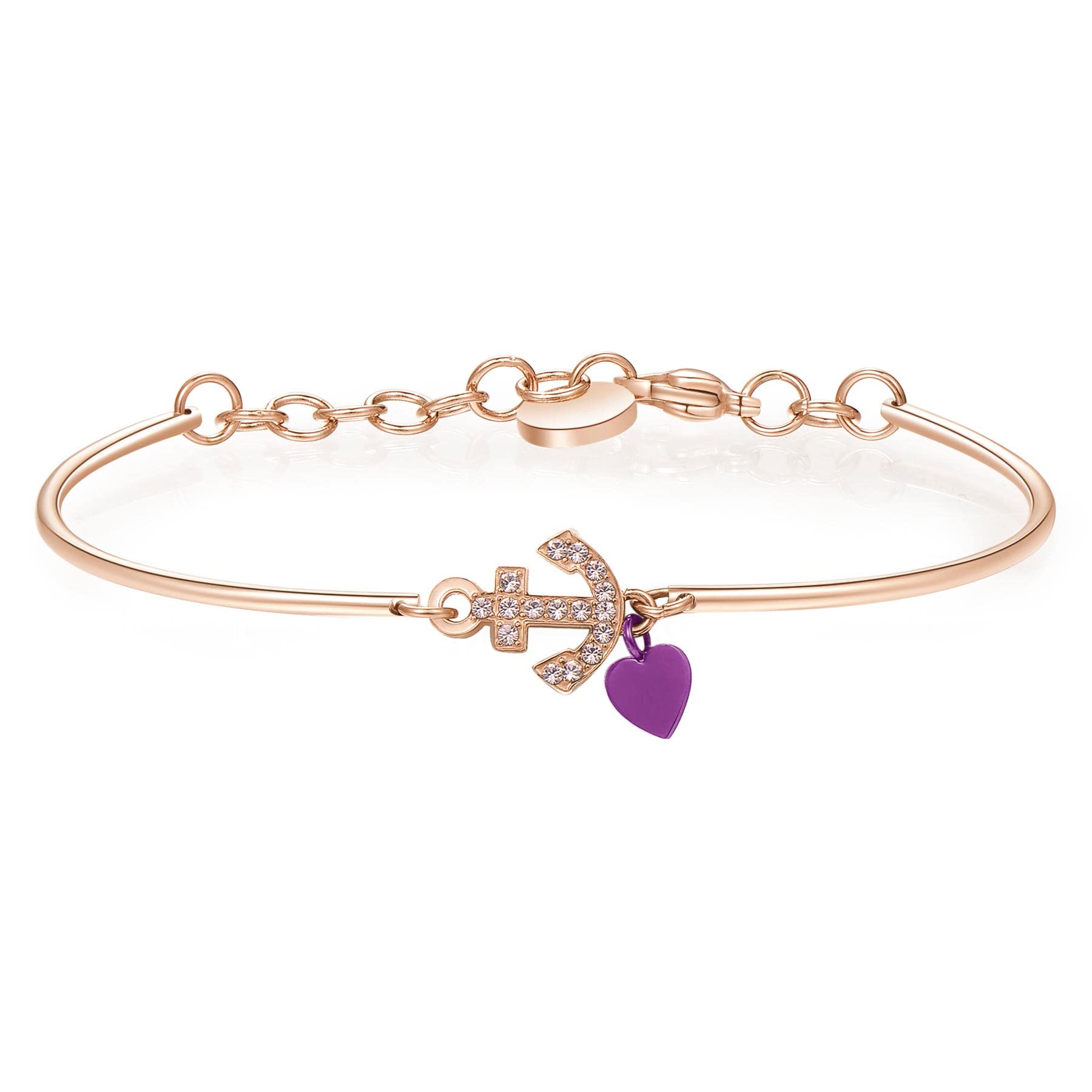 Bracciale Rigido Brosway Chakra BHK40 - Acciaio E PVD Oro Rosa Con Piastrina - 13 Cm + Catenella 3 Cm