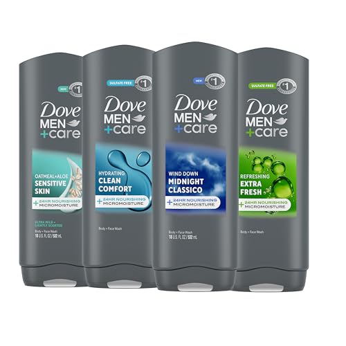 DOVE MEN + CARE Body wash Mixed 4 count For Hydrated, Smooth Skin 18 fl oz