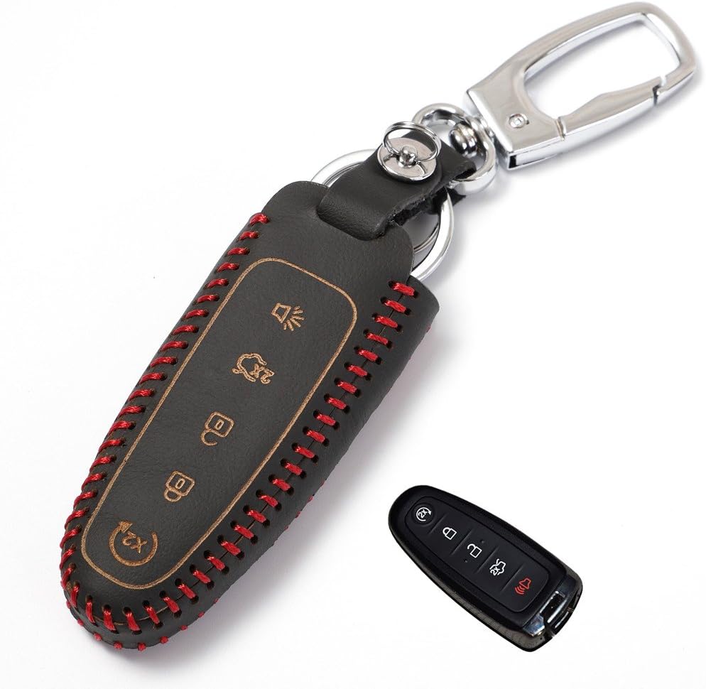 Genuine Leather smart case cover for Ford key chain fit Edge Escape Explorer Flex Focus Flex Taurus Fusion accessories holder bag (old 5Buttoms)