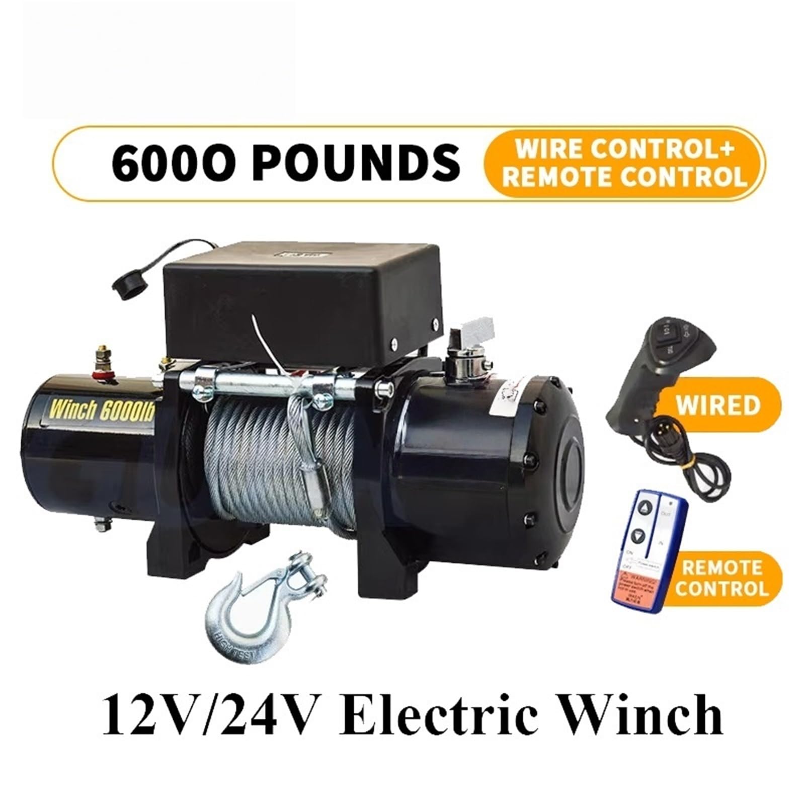 12 V/24 V Verricello Elettrico Di Soccorso Stradale Auto Per Uso Domestico Gru Montata Trazione Strumento Sollevamento Argani elettrici(24V)