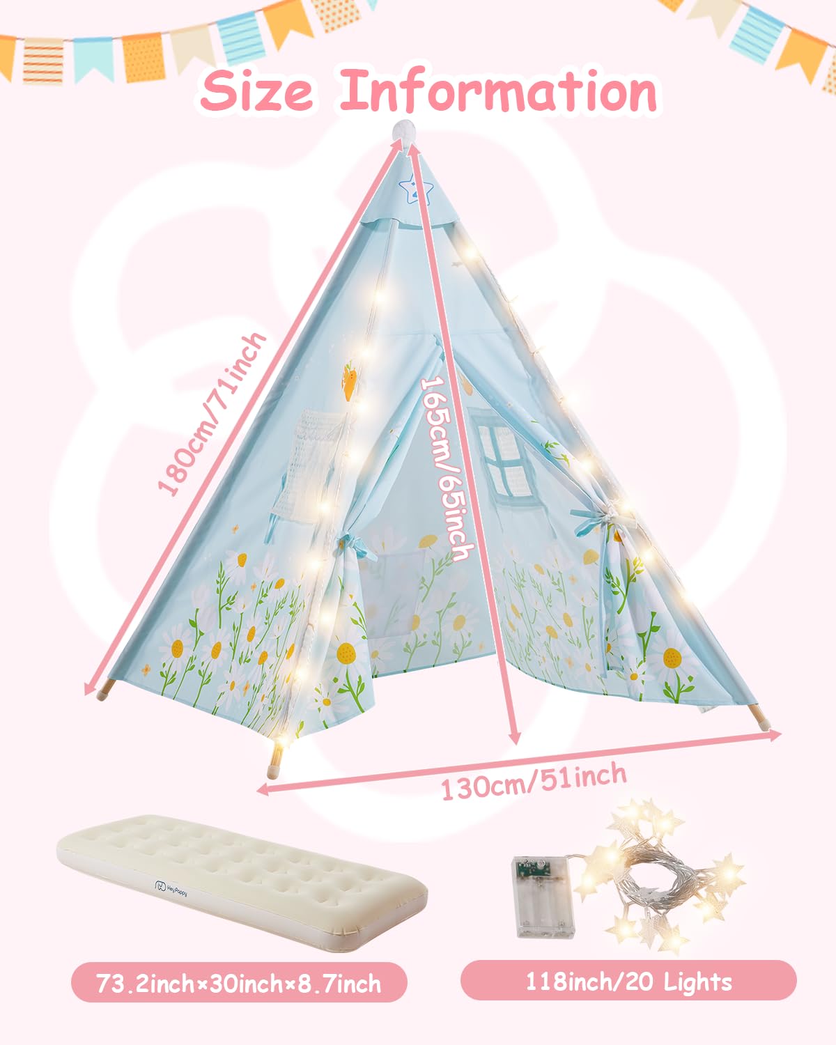 Lot de 6 Tentes Tipi pour Enfants avec Matelas Gonflables – Kit Complet Soirée Pyjama Cabane de Jeu