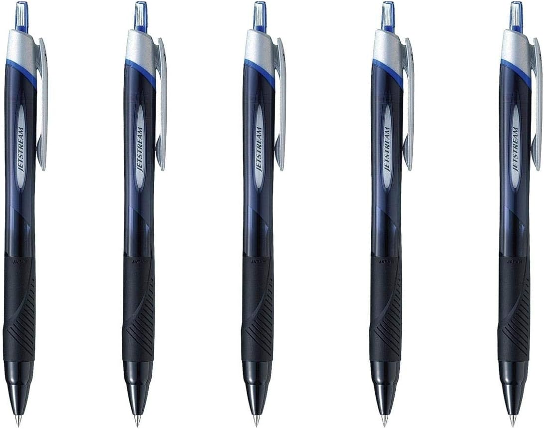 New Jetstream Extra Fine & ultra micro Point Retractable Roller Ball Pens,-rubber Grip Type -0.38mm-blue Ink-value Set of 5