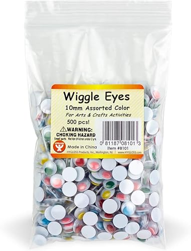 Miniatura 5 de Hygloss Products Ojos de plástico para ojos, ideales para artes y manualidades, no adhesivos, pegar, color negro, tamaño 0.394 in, paquete económico