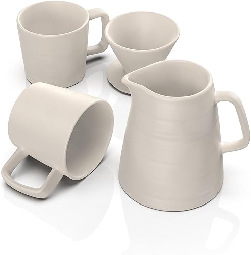 Miniatura 2 de Francois et Mimi Juego de regalo de cafetera para verter sobre goteo, con dos tazas de café, gotero de café no eléctrico, cafetera manual fácil,