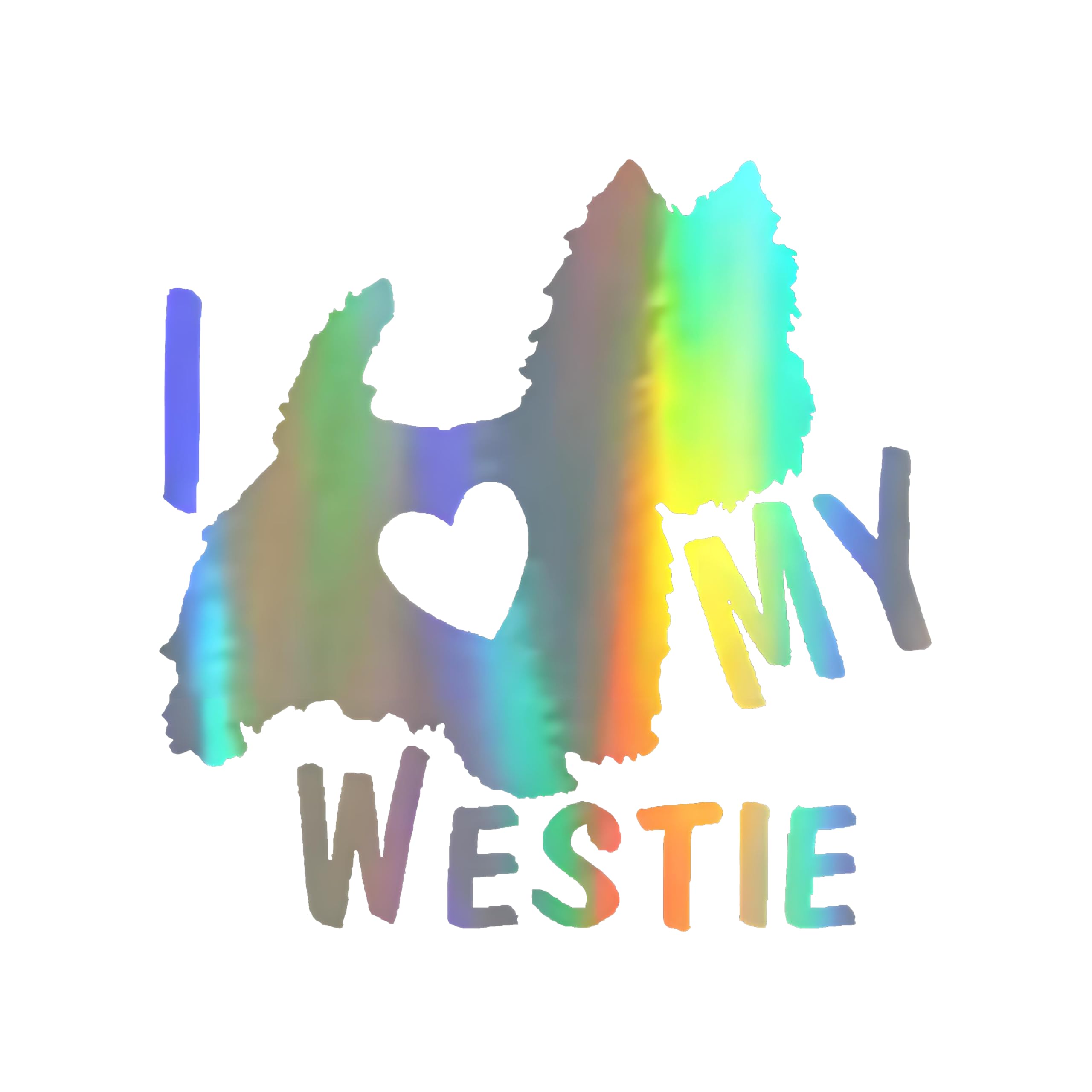 Westie Hund Auto-Aufkleber, Wasserfest Reflektierend, I Love My Westie PVC-Dekoaufkleber für Auto, Laptop, Kühlschrank ((18cm/7.09inch))