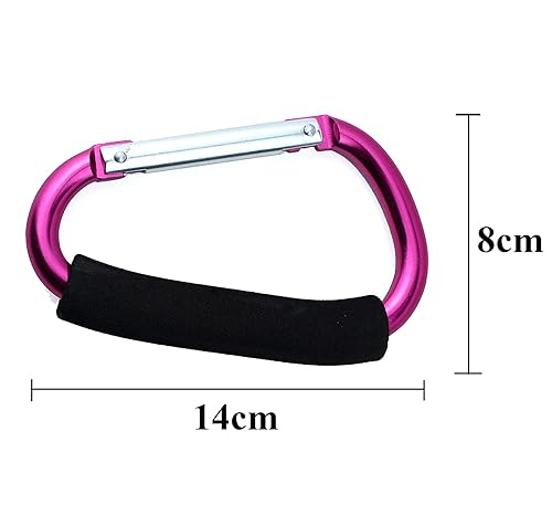Miniatura 6 de Ganchos grandes para cochecito de mamá 2 mosquetones para colgar bolsos bolsa de pañales bolsas de compras clip para sistemas de viaje