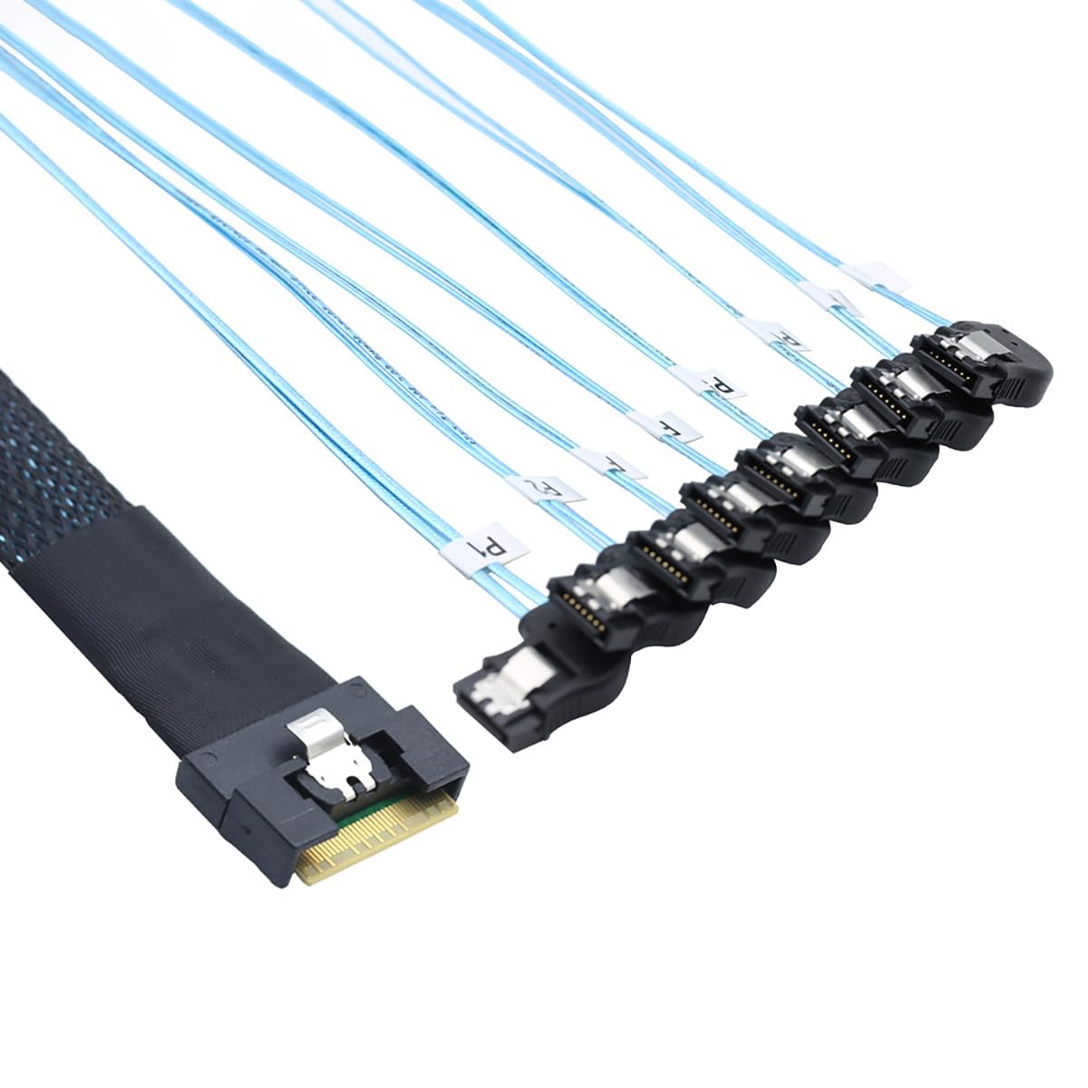 Slimline 4.0 SFF-8654 8i do 8X kabel kątowy SATA, pełna osłona, konstrukcja zapobiegająca błędom, szybki kabel do transmisji danych do serwera 24 Gb/s, kompatybilny z kontrolerem RAID, stacja
