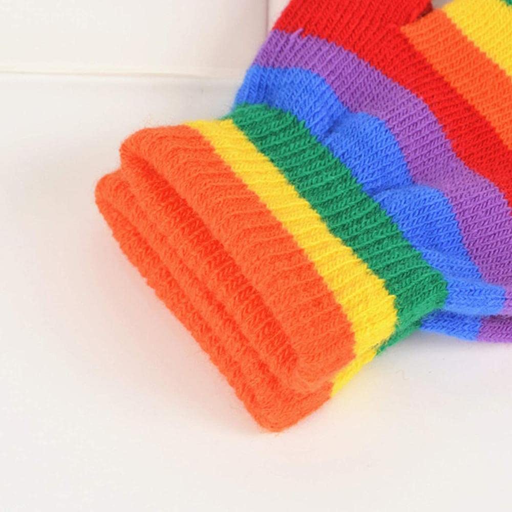Regenboogwollen vingerloze handschoenen: gebreide polswarmers, tiener-/damesmaat S - België