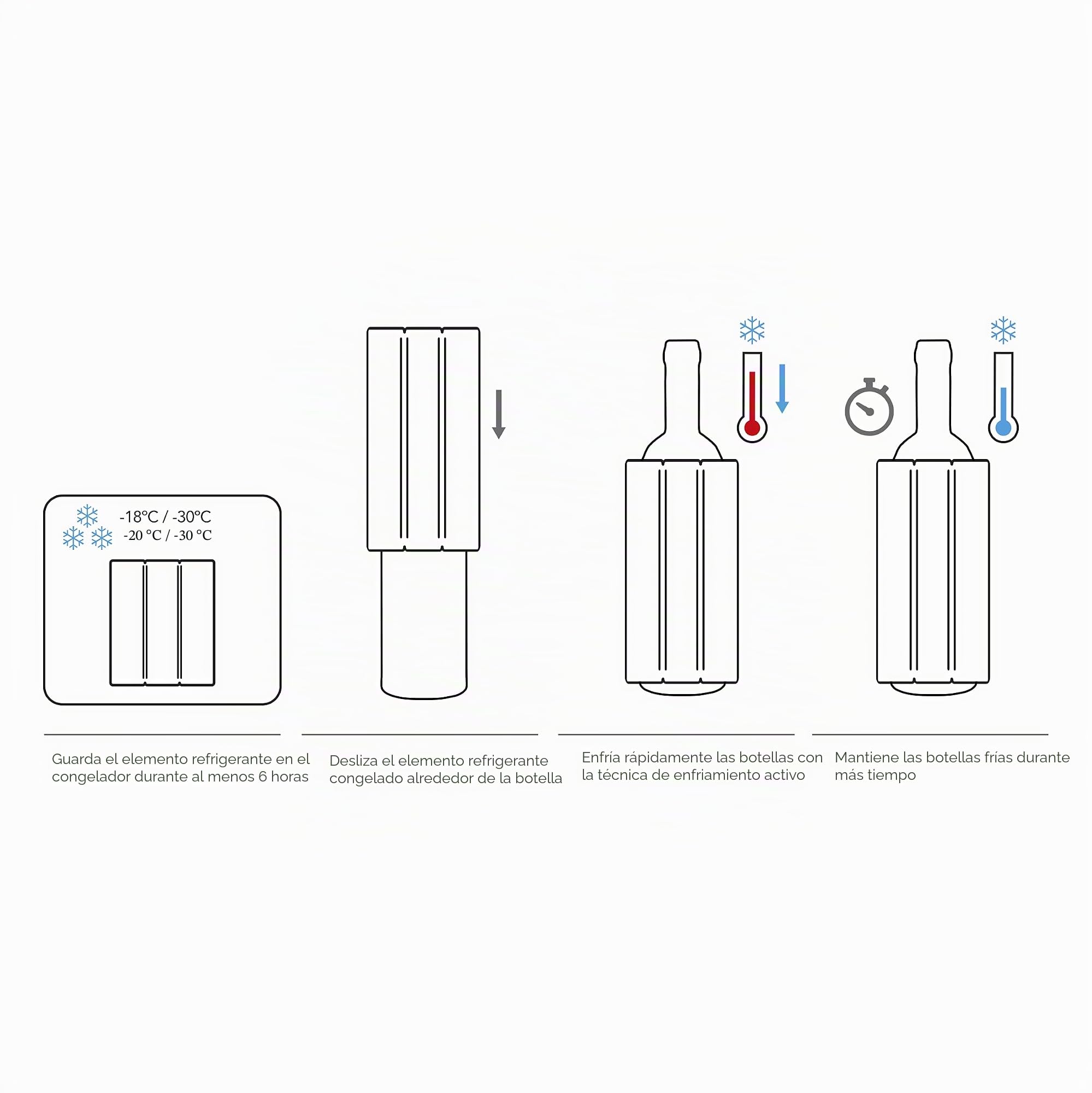 Chiller Bottle - Rapid Wine Cooler Color: Acero inoxidable. Se suministra con inserto enfriadora de botella.
