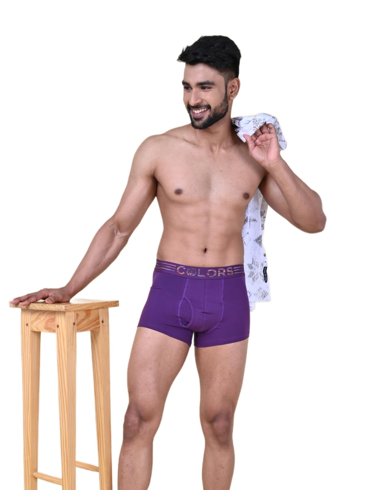 colors solid trunk for men, cotton blend, outer elastic, regular fit, pack of 1
