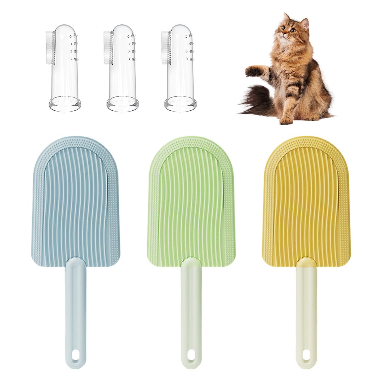 WUFGWBD 3 Pieces Of Double-Sided Shavers And 3 Pieces Of Silicone Toothbrushes, Pet Hair Cleaning Tools, Pet Grooming Combs