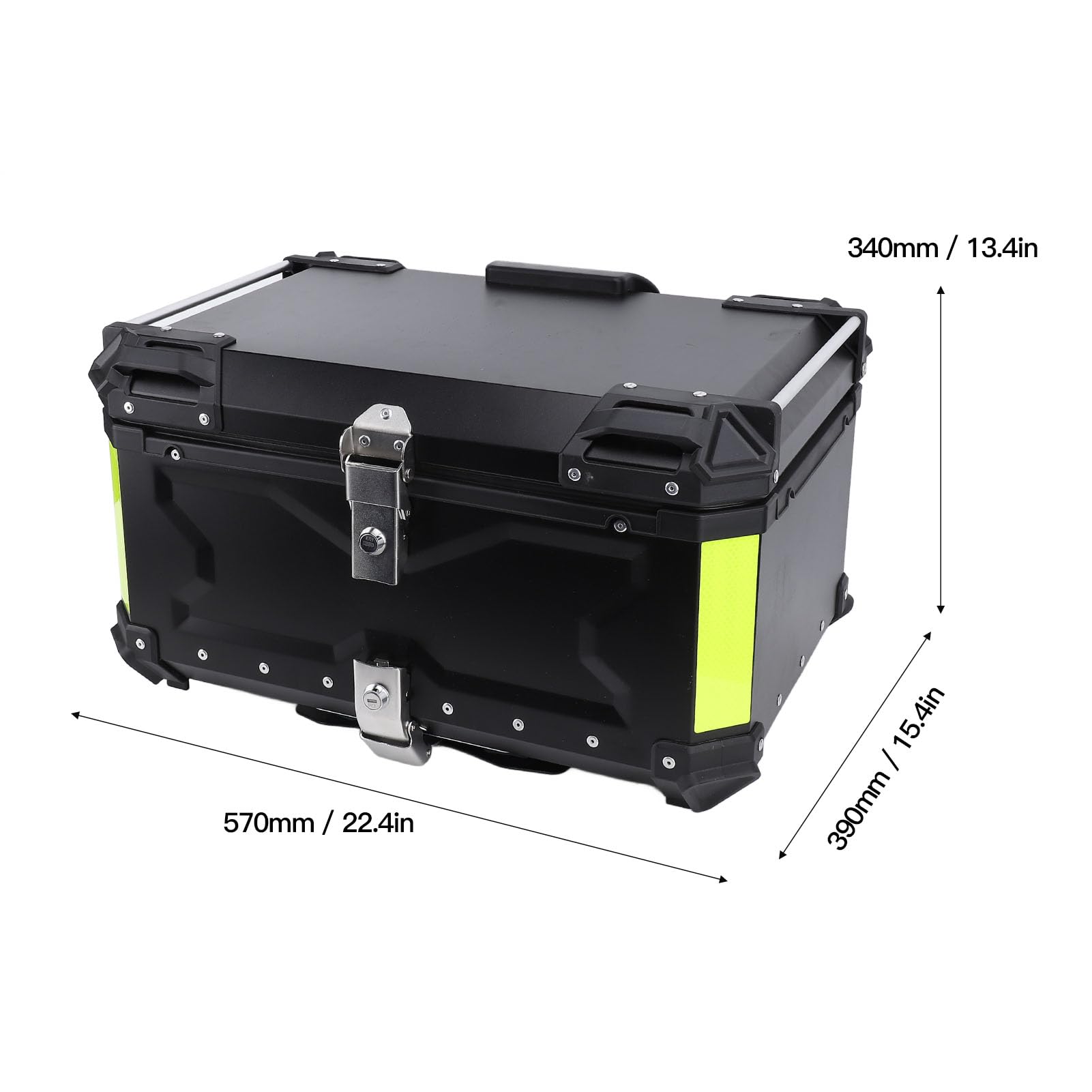 Kufer Motocyklowy 65L, Wodoodporny, Aluminiowy Pojemnik na Bagażnik, do Uniwersalnych Motocykli i Skuterów (BLACK)