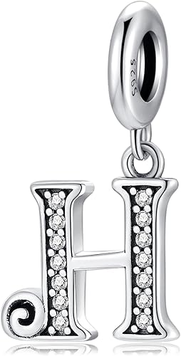 Pendentif Lettre H en Argent fin 925 et Oxyde de Zircon,Initial Charme Convient 