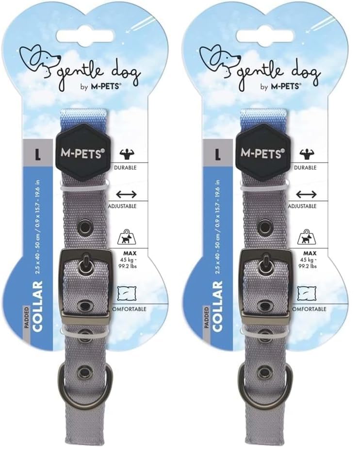 M-Pets Gentle Dog Soft Boyun Tasması L Mavi (2 paketi)