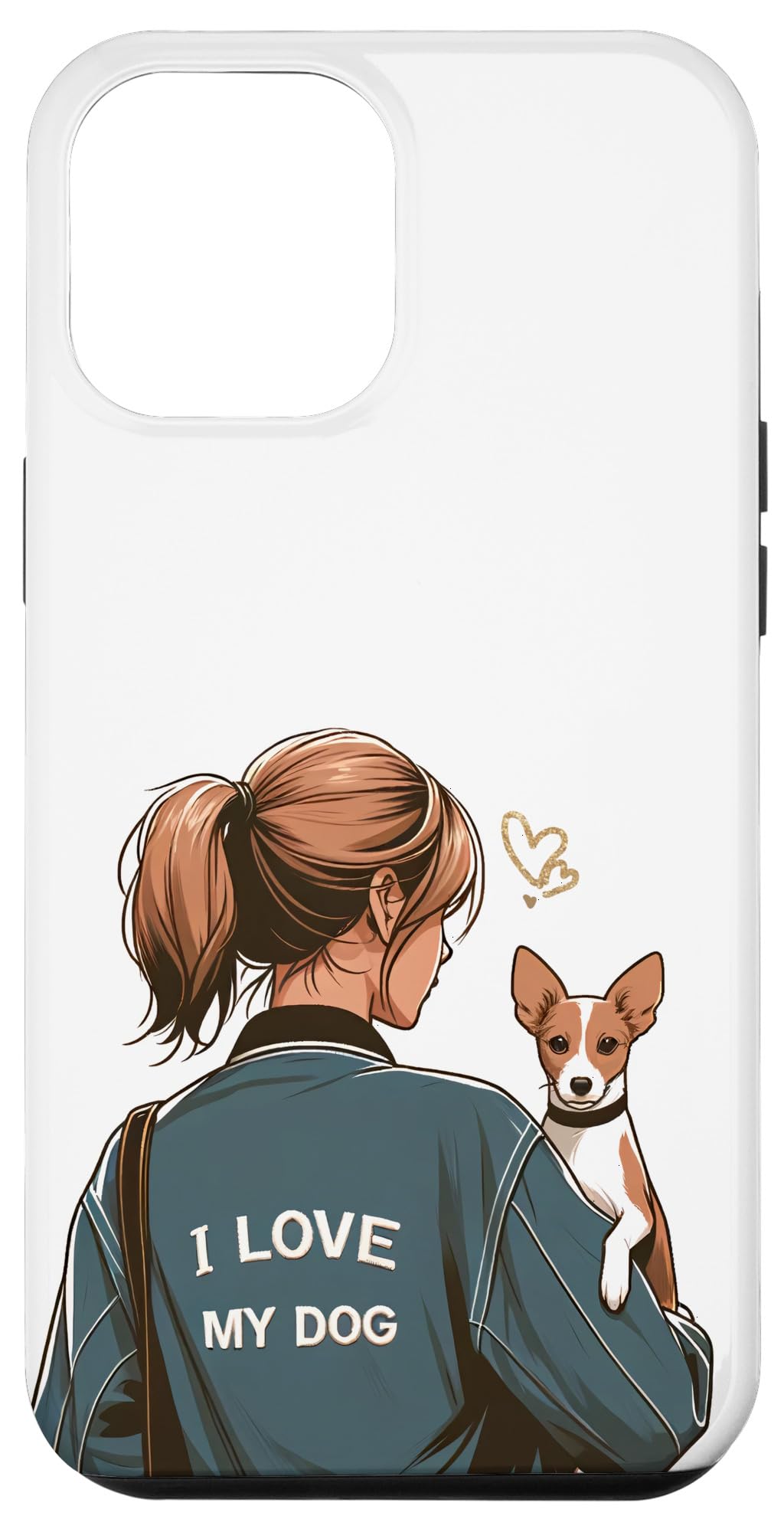 iPhone 14 Plus Toy Fox Terrier Mom Illustration I Love my Dog Back View Case