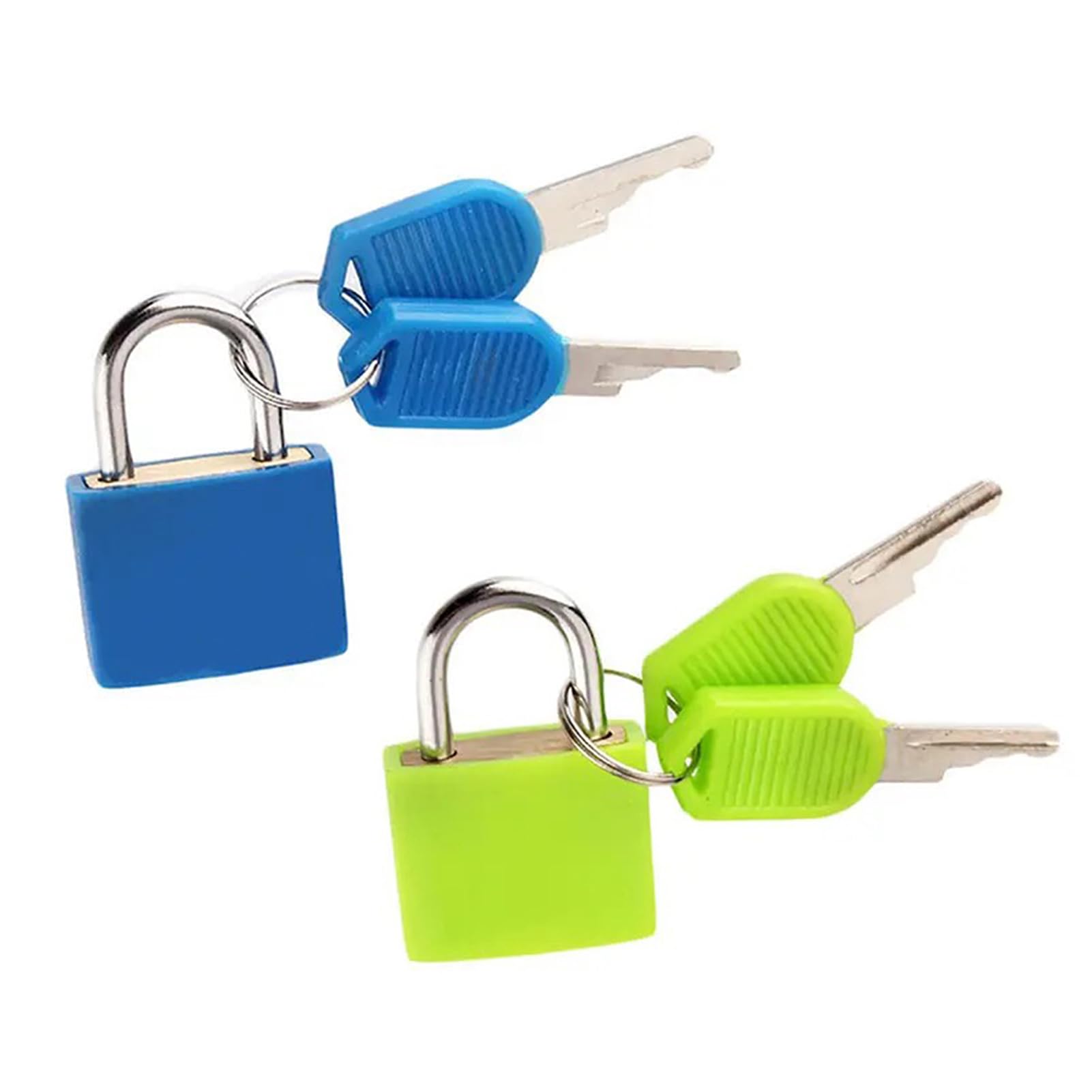 Yesmin 2 Pcs Luggage Lock with Key,Mini Padlock Luggage Lock Gym Locker Bag Backpack Computer Bag-Dark Blue+Green