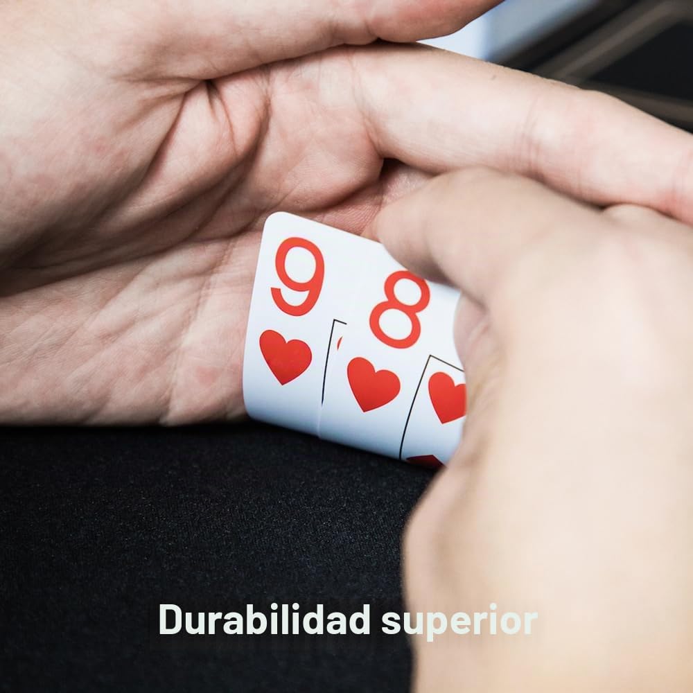 SLOWPLAY Cartas 100% plástico Gen 2, 10 Barajas (Rojo/Azul) | Calidad casino; dorso mate texturizado; manejo suave; 100% PVC; impermeables y lavables; índice jumbo y tamaño póker