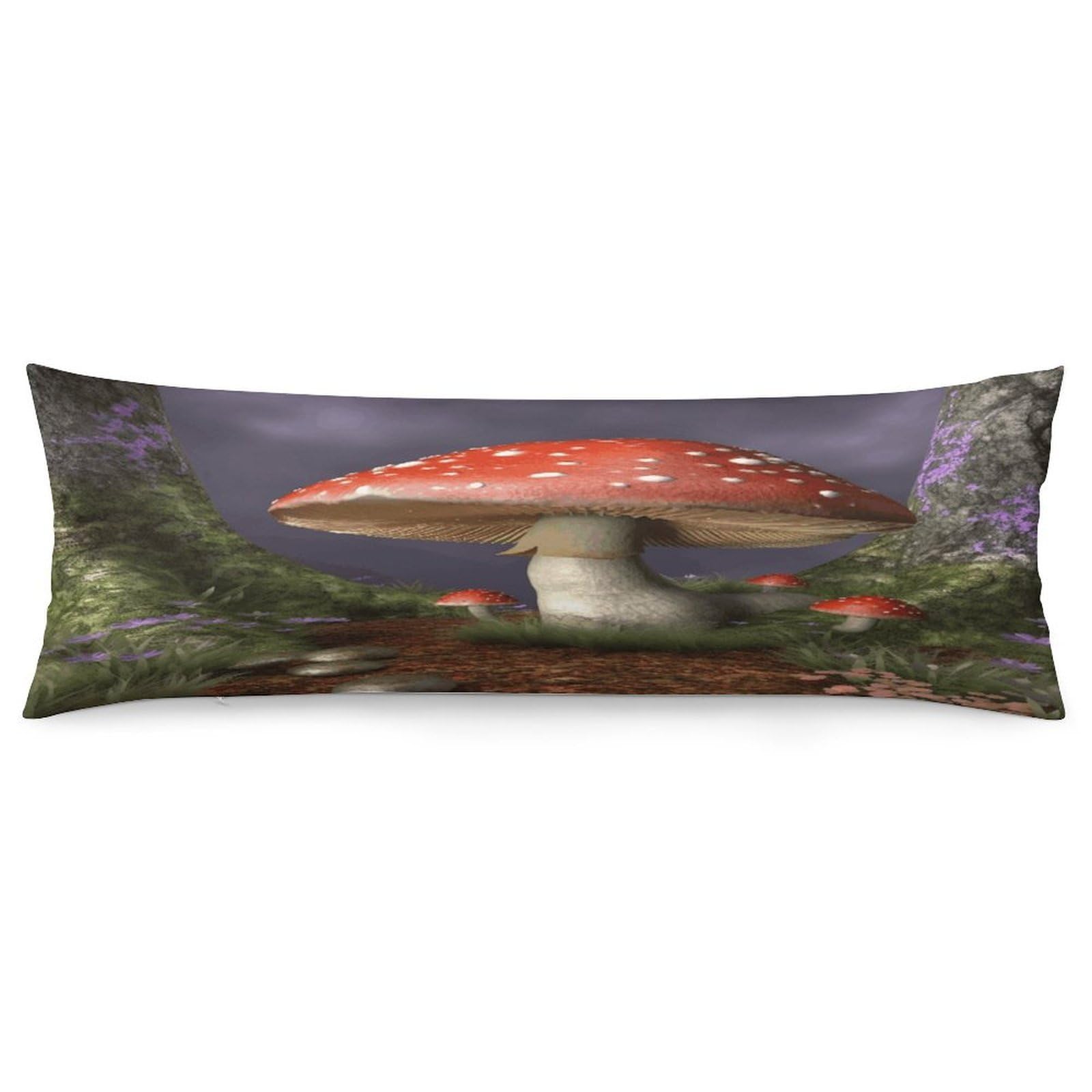 Mushroom Throw Pillow Cover Soft Lumbar Pillow Covers with Zipper Breathable Rectangular Cushion Case Polyester Pillow Case Decorative Body Pillow Cover for Couch Bed