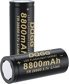 26650 Rechargeable Battery 8800mAh 3.7Volt Lithium Battery High Capacity 26650 Batteries for Headlamp Flashlight Flat Top 2 Pack
