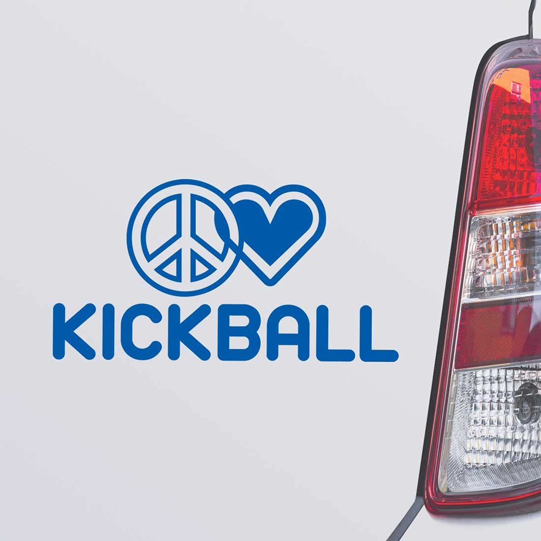 Custom Brother - Peace Love Kickball Blue Color Car Laptop Wall Bumper Decal Sticker, DesD77