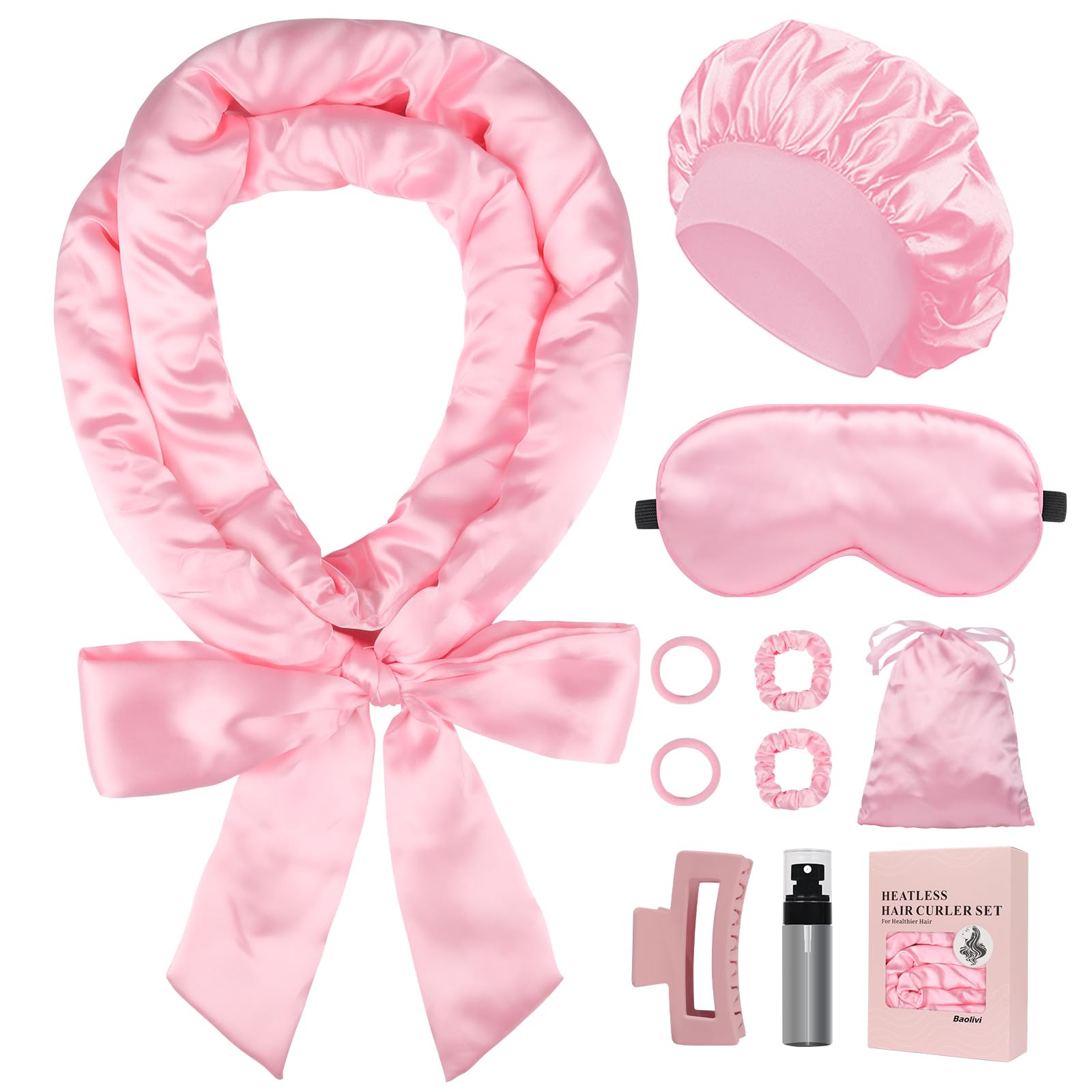 Baolivi 10 PCS Satin Heatless Curls Hair Curlers No Heat, 70" Heatless Hair Curler Overnight Curls
