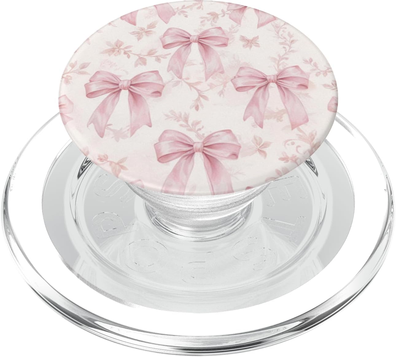 Vintage Pink Ribbon Bow Pattern PopSockets PopGrip for MagSafe