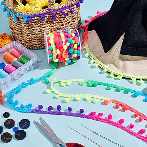 Ph Pandahall OCOR-PH0001-93-US2 20 Yards Pom Poms Fringe Ball Trim 10Mm Ball Fringe Ribbon Rainbow Color Pom Poms Tassel Trim Pom Fringe Tassel Lace thumb #1