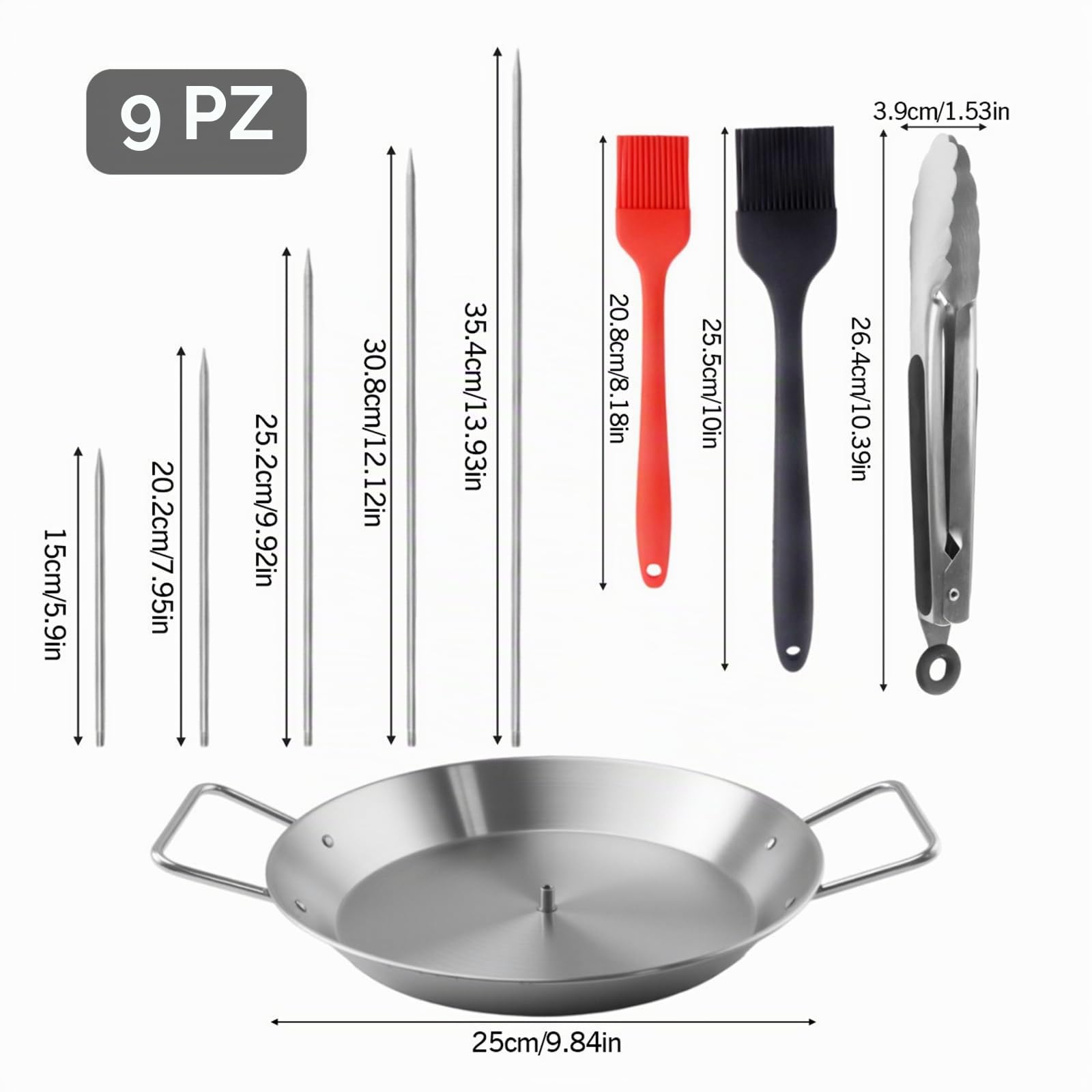 Spiedino verticale in acciaio inox – Set con 3 spiedini intercambiabili e vaschetta di raccolta per gyros/kebab in forno Smoker