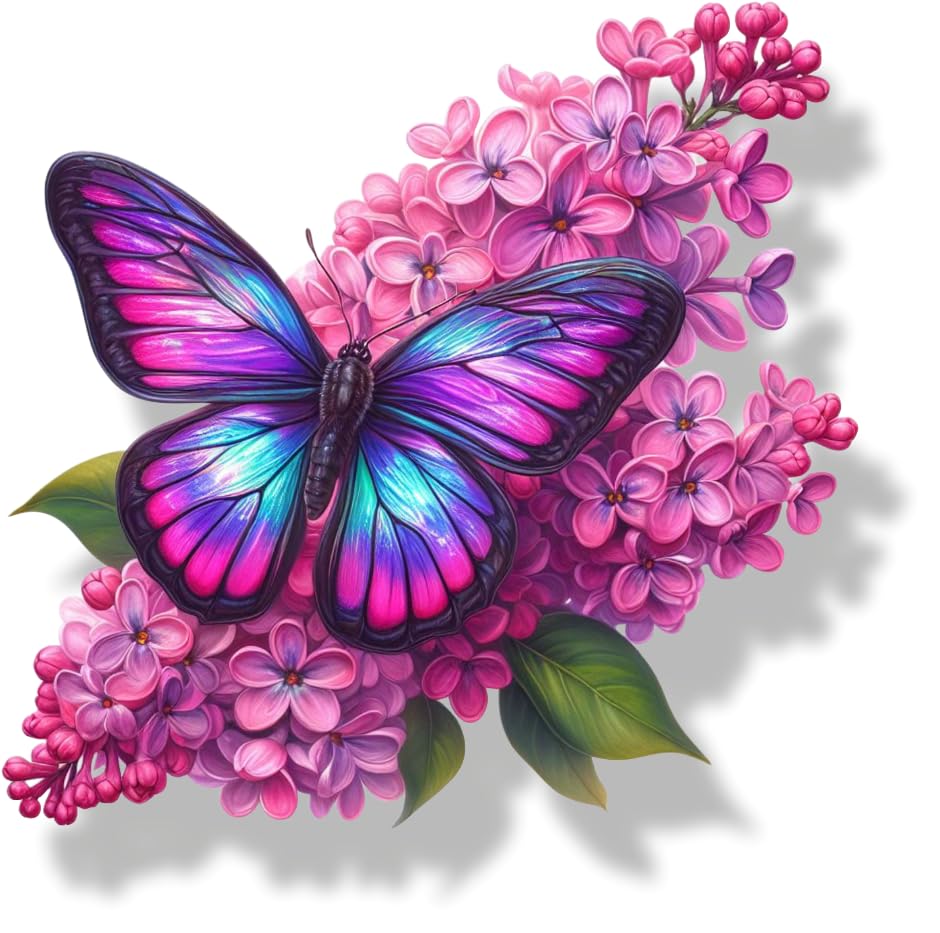 x4 Violet Flower Vinyl Stickers Cover Marks Non Transparent Waterproof Floral Art Decals 1@ 20cm Tall Ideal for Toilets or car. 3@ 7cm Tall Ideal for Phone case Cups & Wine Glass (Butterfly Violet)