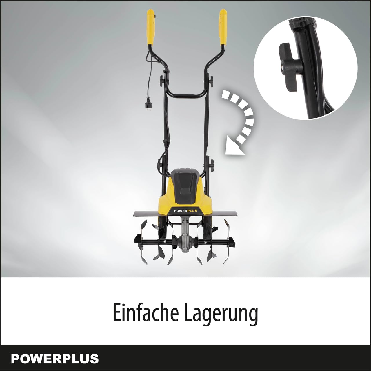Power Plus Elektrische Gartenfräse POWXG72010-1500 W Gartenhacke mit 6 Messer zum Fräsen, Arbeitstiefe max. 220 mm, 450 mm breit, Elektrische Motorhacke, Gartengeräte