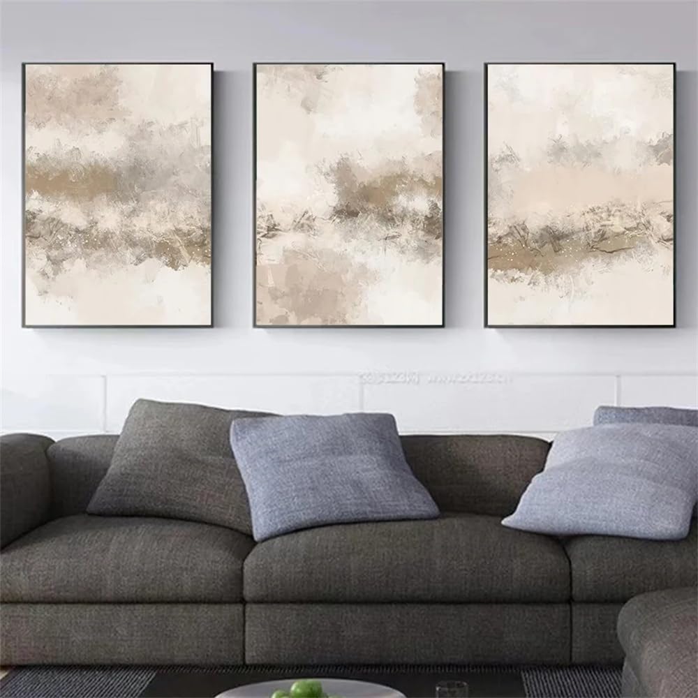 WUHBCZ Canvas Paints-Beige Gray Dark Clouds Abstract Nordic Modern Canvas Poster Wall Painting for Living Kitchen Office Bedroom Room Home Decoration-60 * 70cm/3PCS (No Frame)
