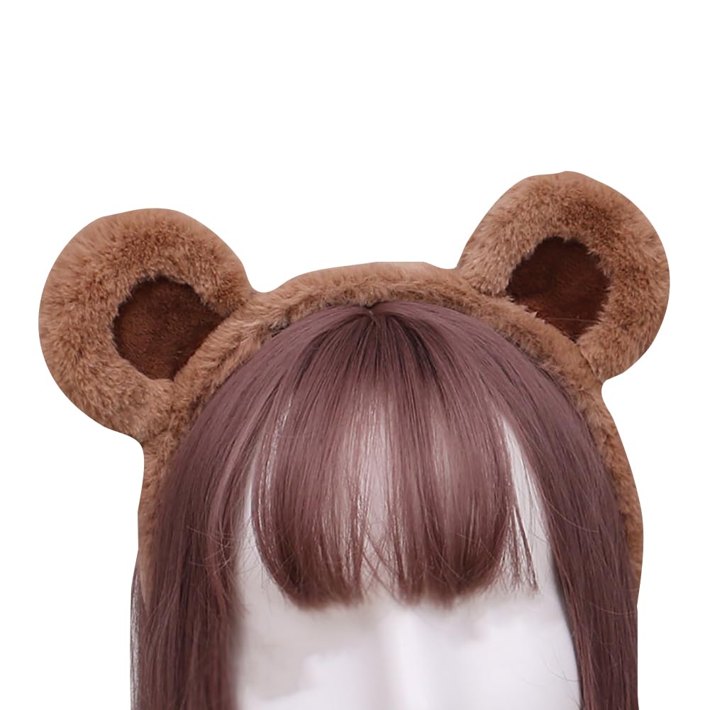 Hugede Girls Brown Fluffy Bear Ears Headband - Cute Lovely Plush Ear Hairband