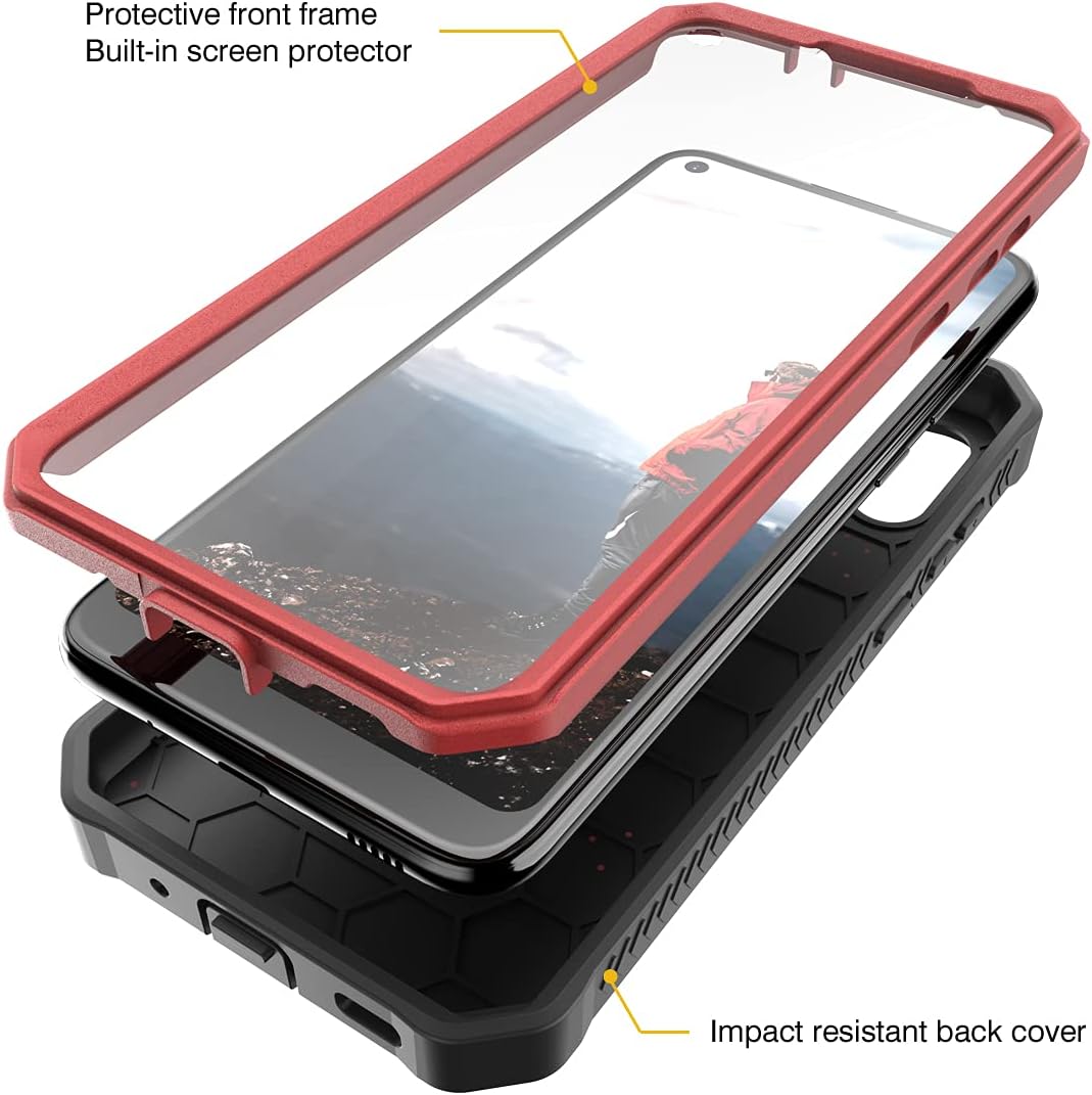 ArmadilloTek Vanguard Compatible with Samsung Galaxy A11 Case Military Grade Full-Body Rugged with Built-in Screen Protector and Kickstand - Red