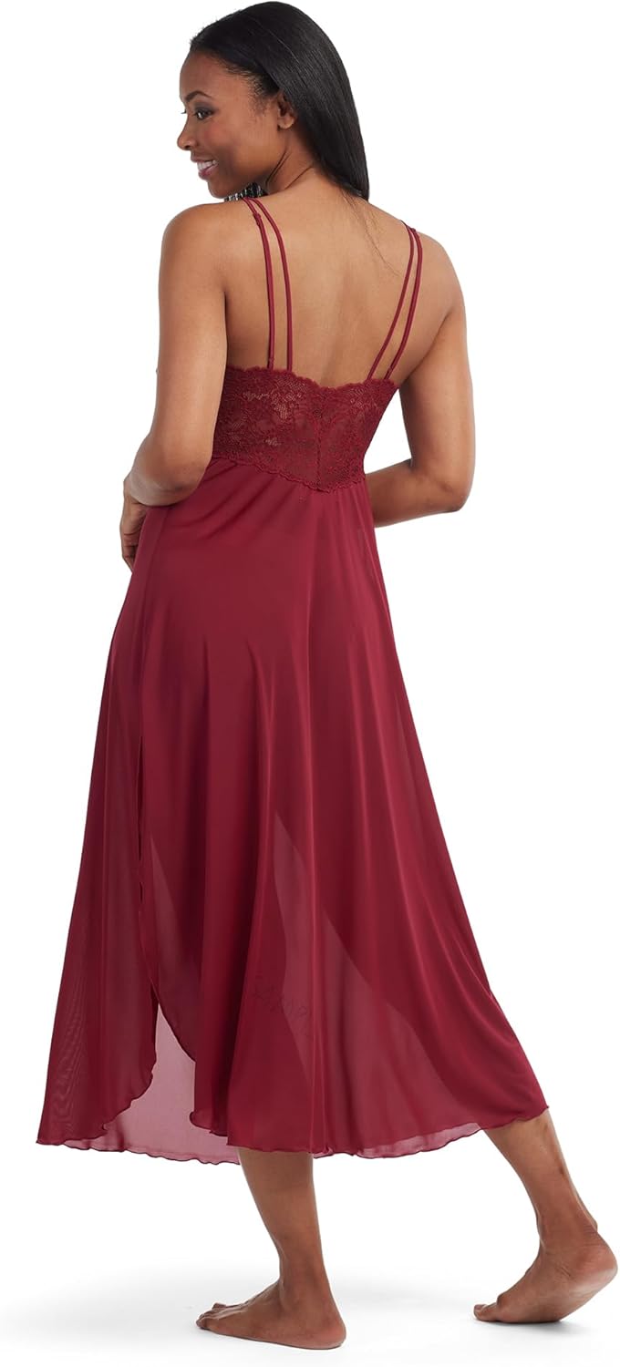 Miss Elaine Long Silk Essence Nightgown, Vintage Sheer Gown, Lace Top & Adjustable Straps, Sleepwear & Loungewear - Image 2