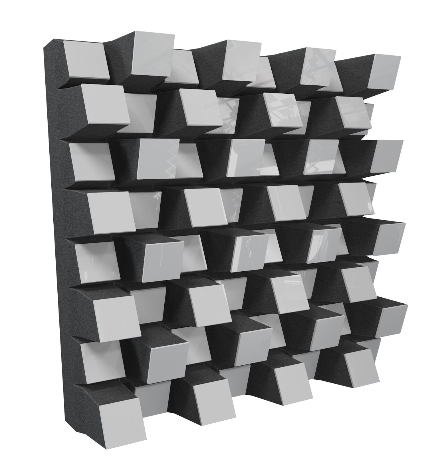 Lot de 2 diffuseurs acoustiques pour plafond avec kit de suspension | 50x50cm | 2D QRD | Diffusion et absorption sonore professionnelles | Couleur : [Plastique blanc brillant | SIRIUS-3-Cable]