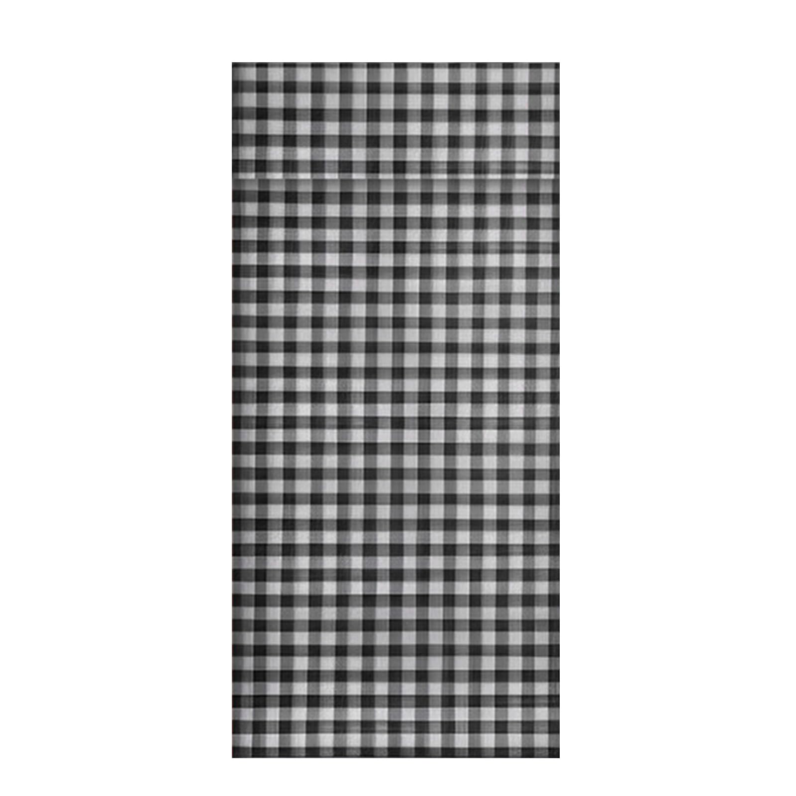 Tsophreniq Adhesive Door Curtain Classical Checkered Pattern Barrier Privacy Thermal Insulated Tie Up Window Shade Living Room Bedroom Curtain