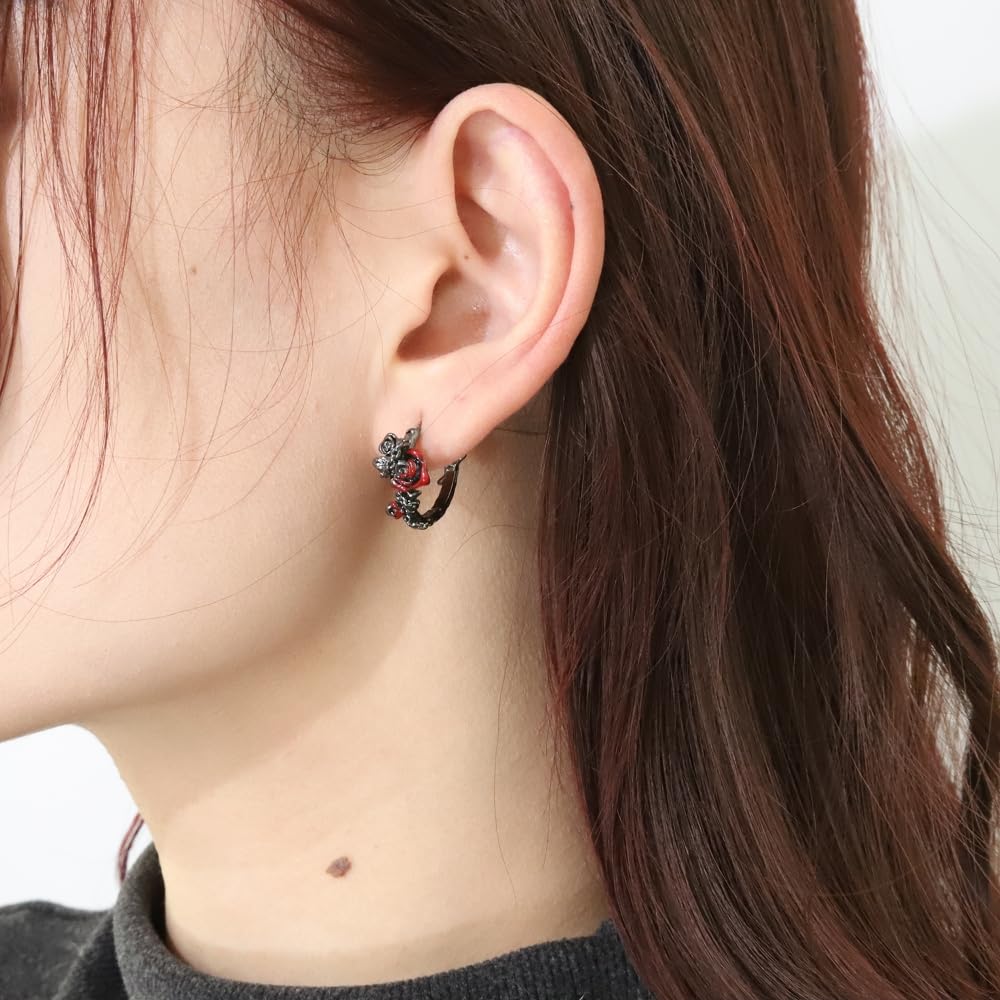 Gothic style personality red rose earrings Fashion punk style black earrings exquisite ladies accessories: M3629