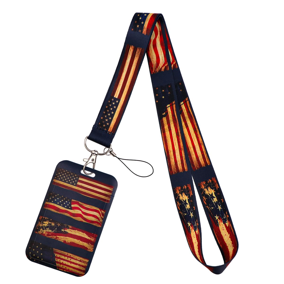American Flag Badge Holder Lanyard for ID Badges Keys Cool ID Holder Keychain Lanyard for Women Men Kids Teachers Staff for Work & School ID Plastic Hard Card Holder Celebrating 250 Years(Navy Blue) โ image 1