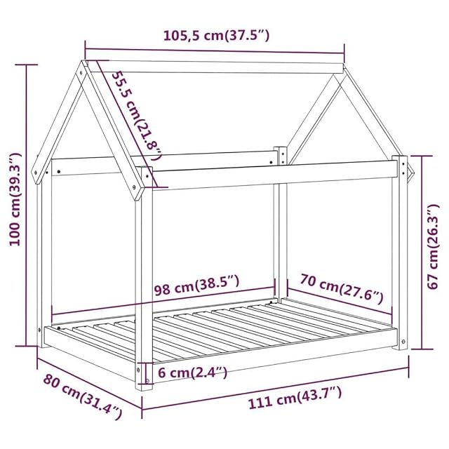 Foto 3 de 7 de vidaXL Cama para Perros Madera Maciza de Pino Blanco 111x80x100 cm