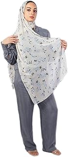 سكارف كبير للنساء بتصميم مجعد مزين بطباعة مقاس 75×175 بلون بينك من تاي شوب - موديل RO07CH932300198، زهري، 75*175