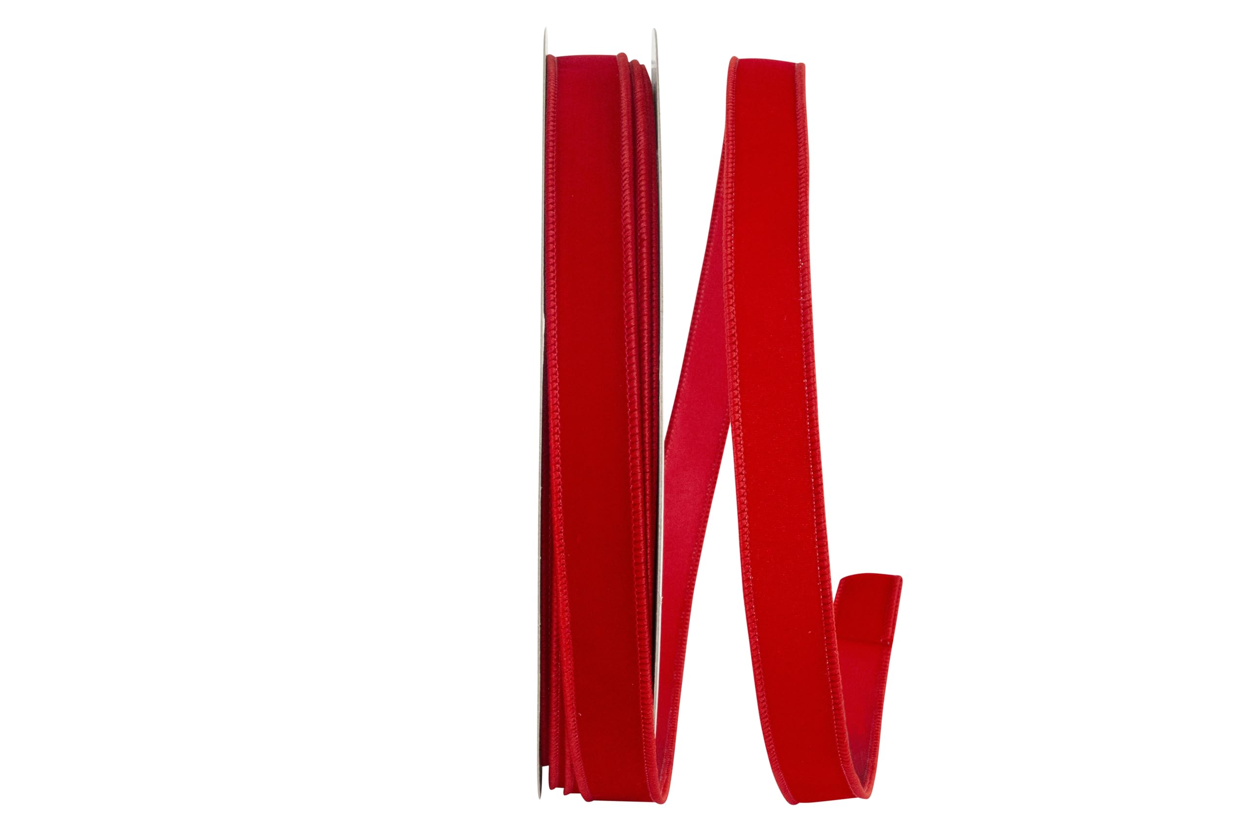 Reliant Ribbon Corp Red Reliant Ribbon Value Velvet Wi Edge, 7/8 Inch, 50 Yards