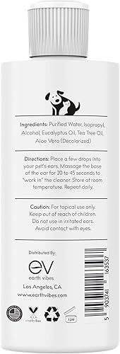 Miniatura 2 de Earth Vibes Limpiador de oídos para perros y gatos  Limpiador de oídos para gatos  Tratamiento avanzado de solución natural para picazón, sacudidas