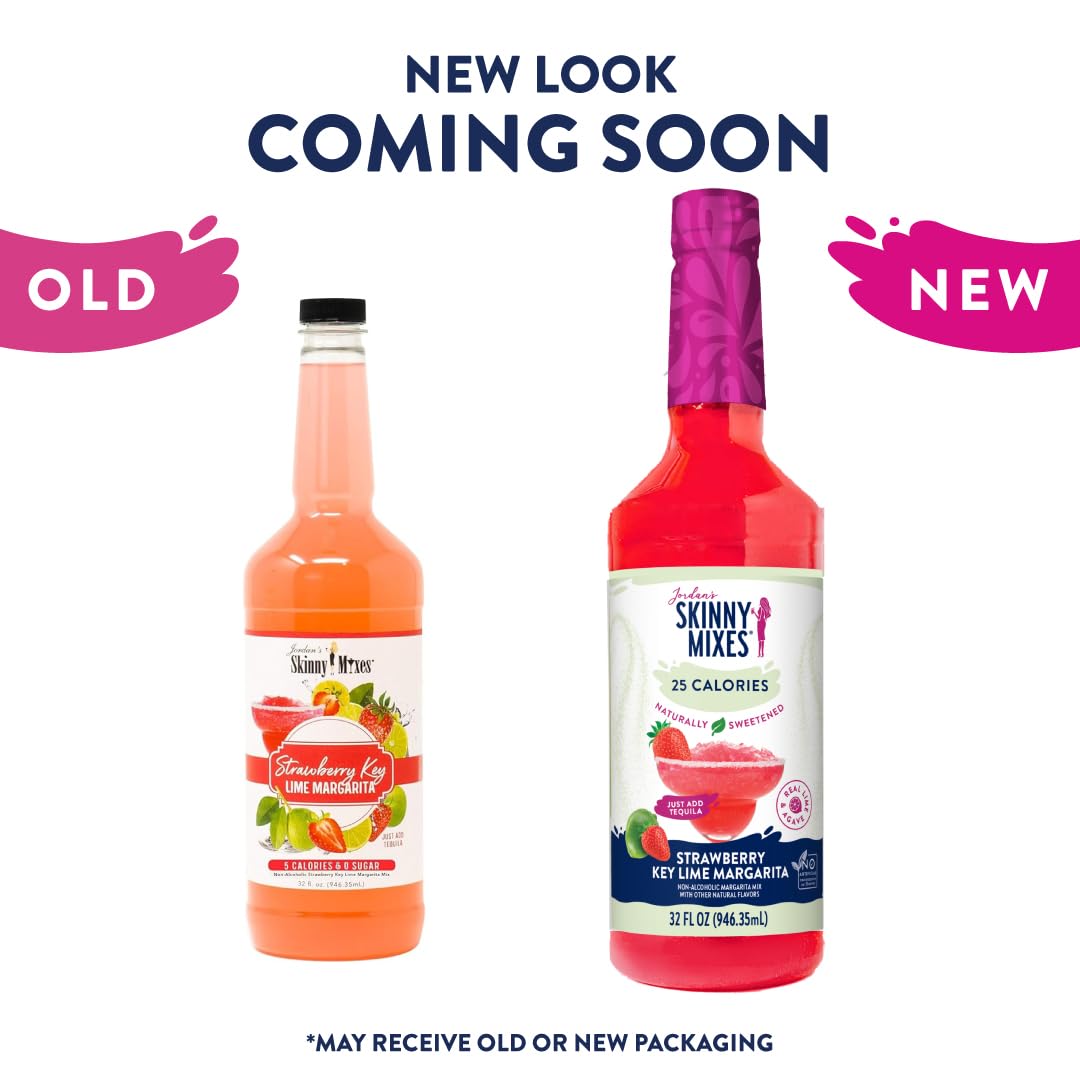 Jordan's Skinny Mixes Sugar Free Strawberry Key Lime Margarita Mix, Flavored Cocktail Mixer for Drinks, Marg Drink Flavoring for Cocktails & Mocktails, Low Calorie, Keto Friendly, 32 Fl Oz, 1 Pack