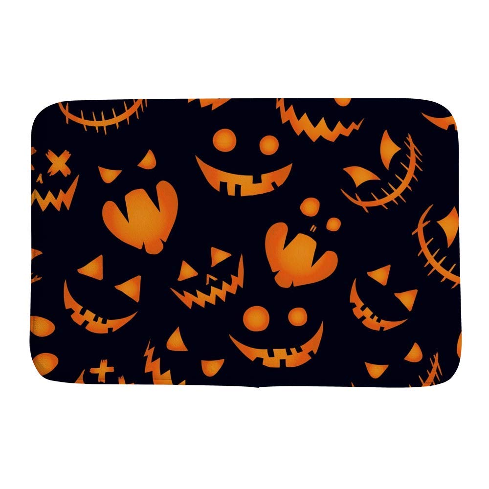 Tapis de bain Halloween citrouille noir et orange CHEHONG en velours de corail 36x24"