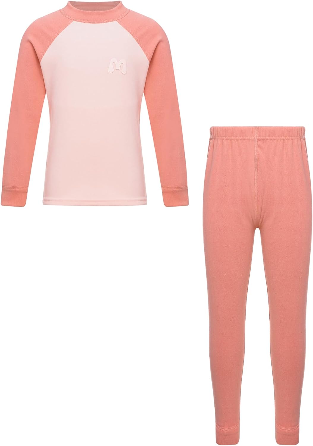 Unisex Kids Thermal Underwear Set Long Sleeve Color Block Shirts Top with Legging Casual Homewear