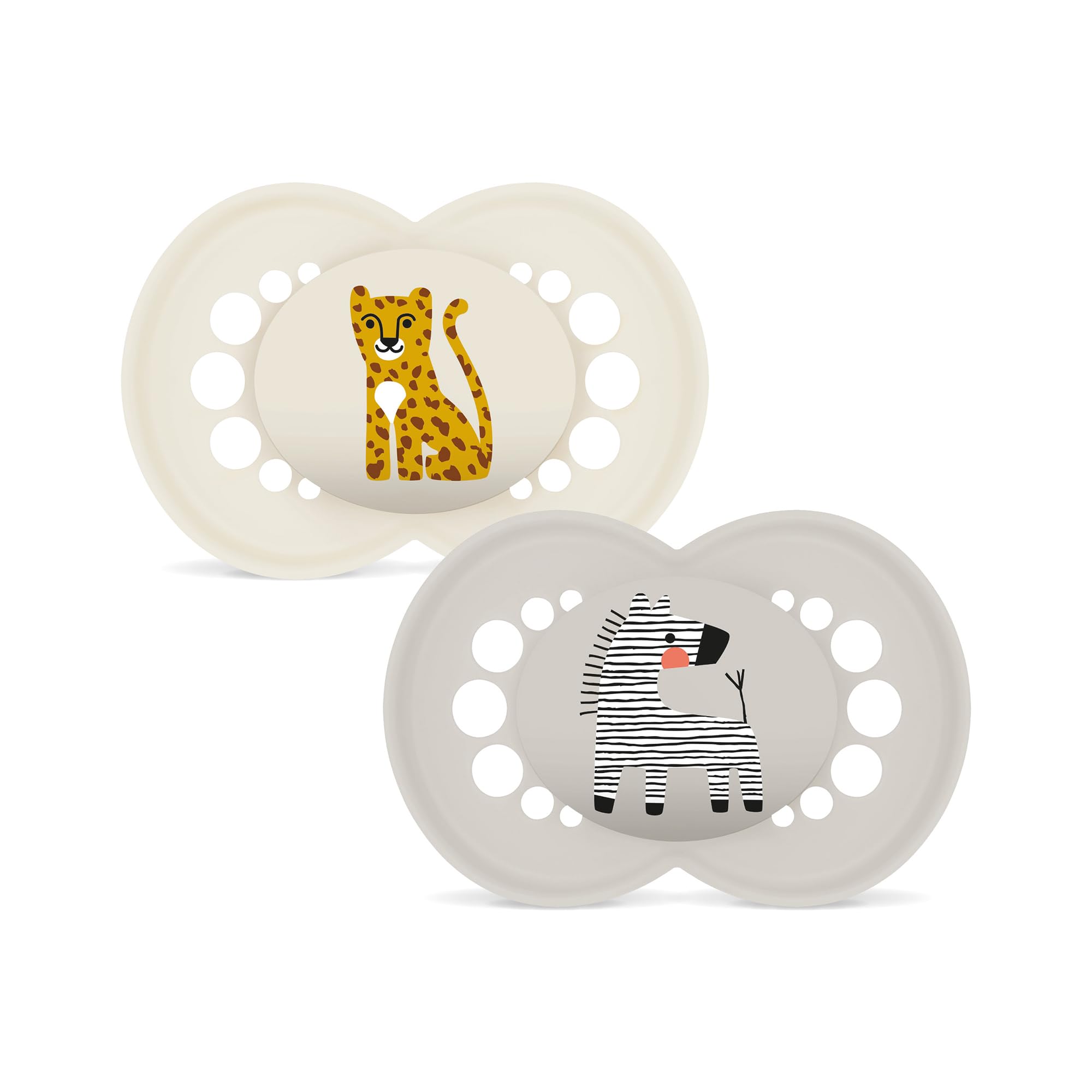 MAM Original Succhietto 6+ Mesi (Set da 2), Ciuccio MAM 6-16 mesi con tettarella ortodontica in caucciù, Kit da 2 accessori neonato con pratico porta ciuccio sterilizzatore, Crema/Neutro