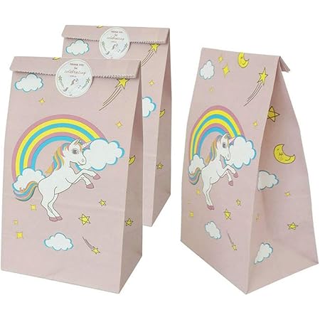 Zcoins 24pcs Papier Cadeau Anniversaire Sac Bonbon Sachet Licorne Amazon Fr Cuisine Et Maison