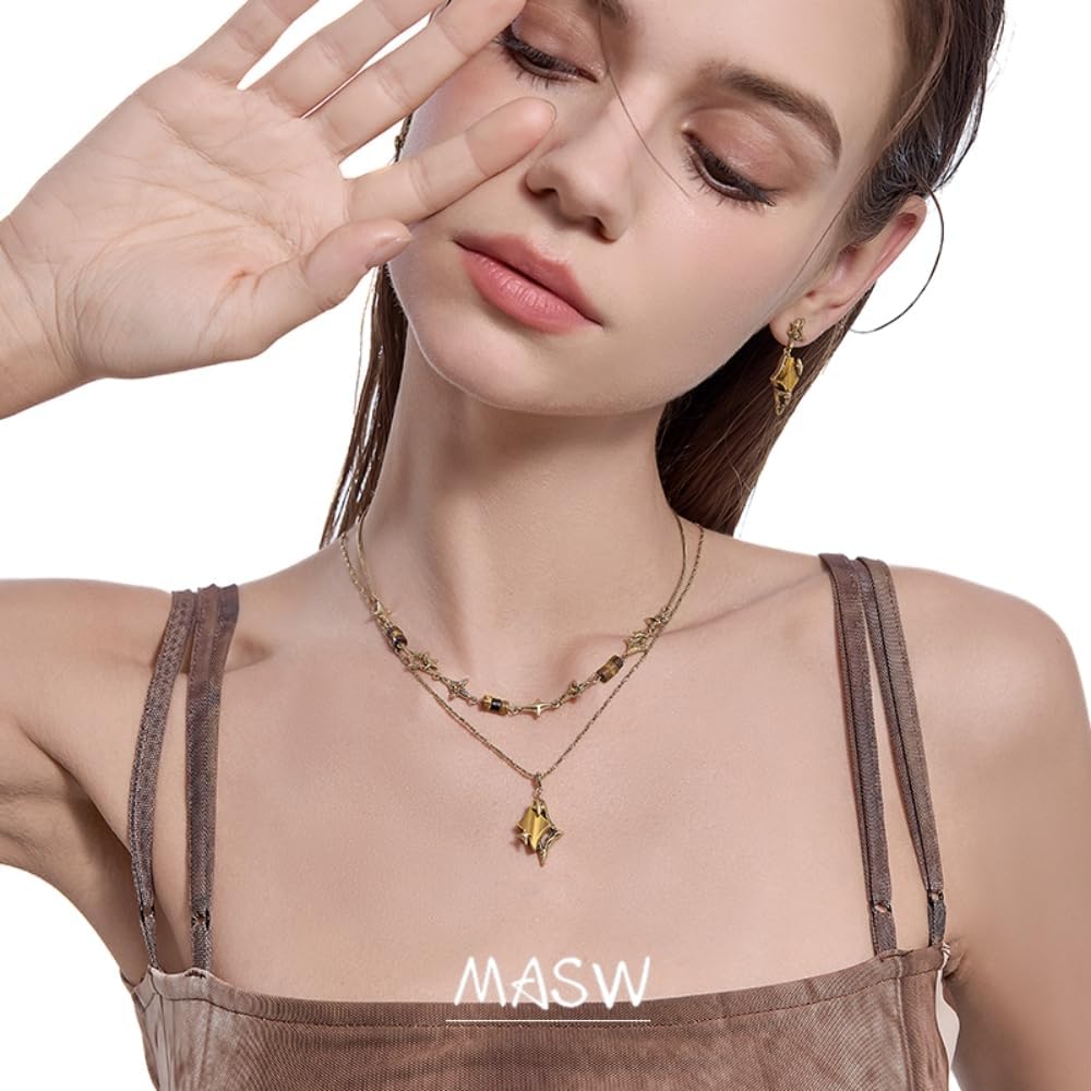 Retro Style Star Pendant Necklace Personalized Star Double Layer Necklace Exquisite Geometric accessories Fashion Women's accessories M2539 - Image 2
