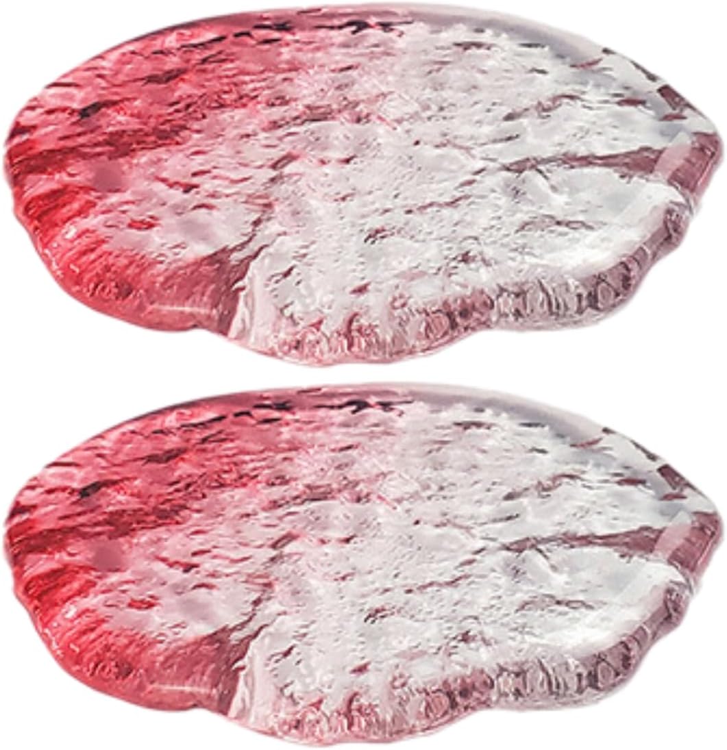 Lead-Free Crystal Glass Round Coasters, Gradient Pink Design, Thickened and Durable, Perfect for Home, Office, and Dining Tables, Stylish Japanese Minimalist Coasters for Surface Protection