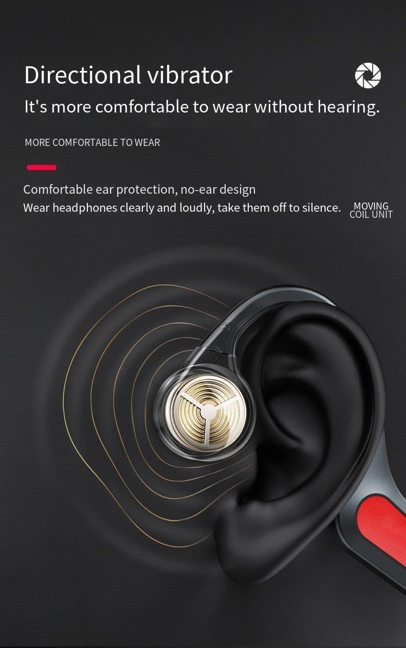 Open Ear Headphones Bluetooth 5.3 Bone Conduction Headphones with Built-in Mic, IPX5 Waterproof Lightweight for Bluetooth Earphones Stable to Wear for Running,Cycling,Hiking,Driving,Gym,White